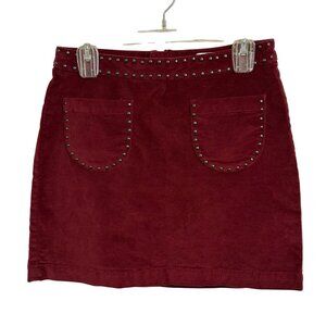 Mossimo Supply Co Womens Burgundy Velveteen Studded Mini Skirt Size 4 Retro Chic